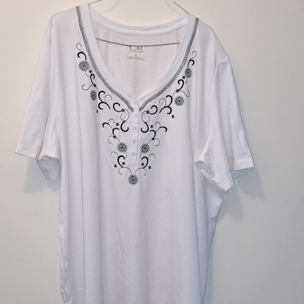 CARROLL REED Blouse White V Neck Pull Over Plus Size Top Summer Wear Size 3X - Picture 7 of 10